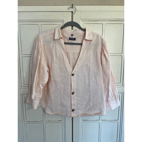 DL1961 size large peach colored linen top blouse button down shirt - Picture 1 of 4